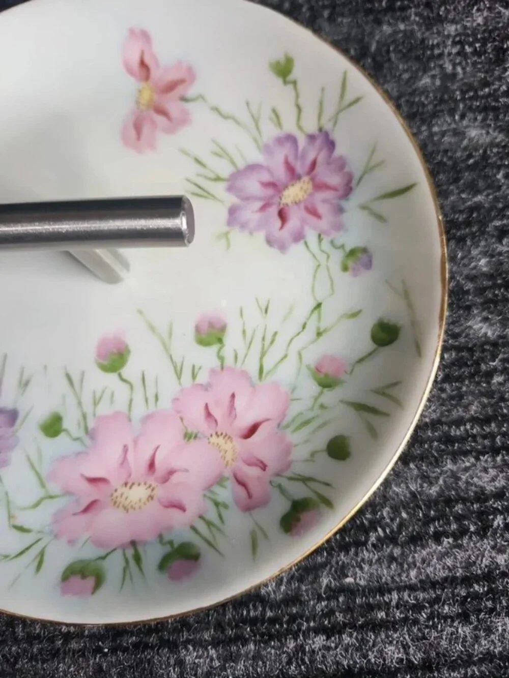 Vintage Hutschenreuther Upcycled Floral Porcelain Ring Dish & Jewelry Holder Bar
